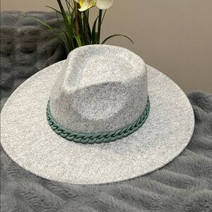 Light Gray Wool Fedora with Mint Braided Band